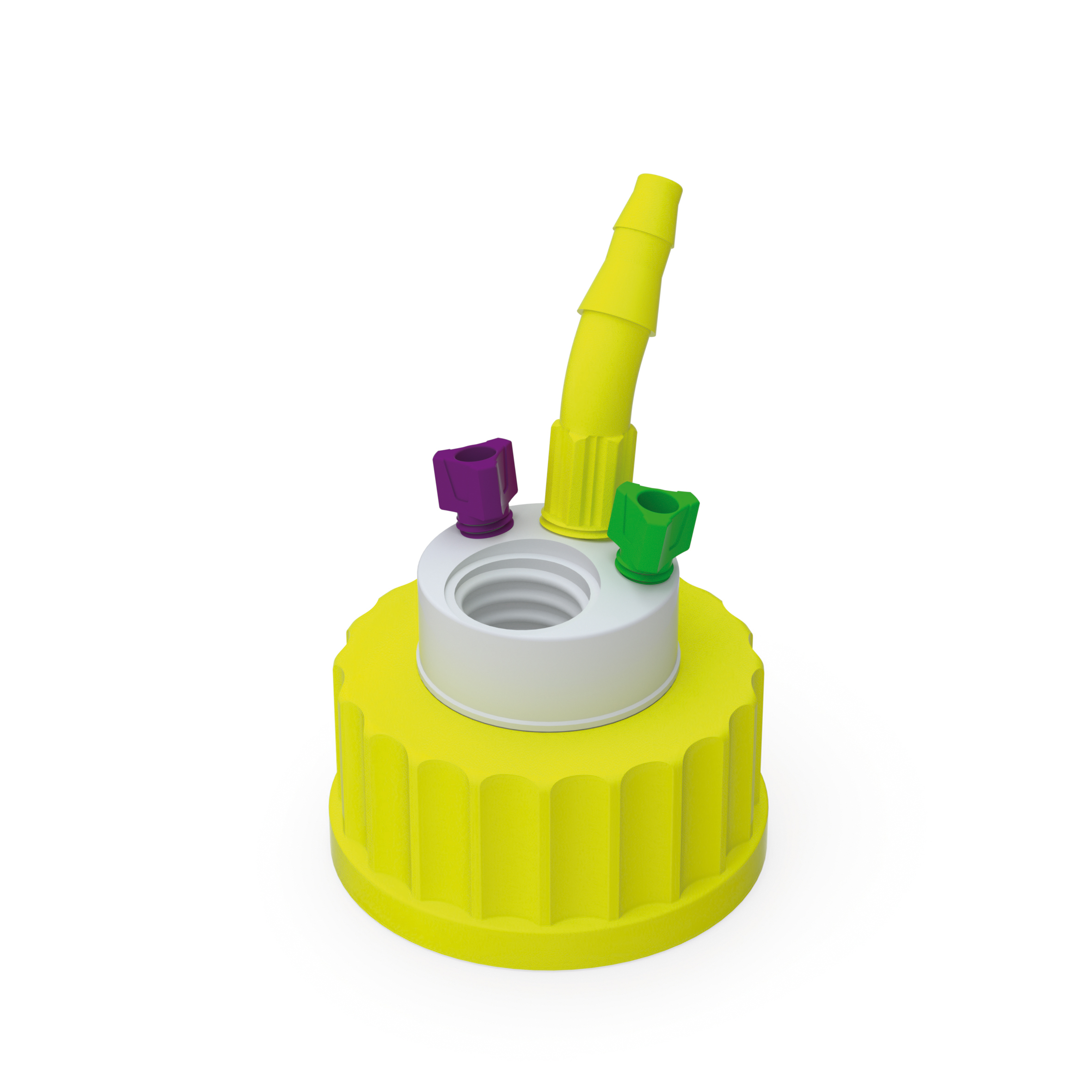Waste Cap S40  Schraubkappe aus PPS für Gewinde S40, frei drehbarer Einsatz aus PTFE. Mit PFA-Fittings für Kap