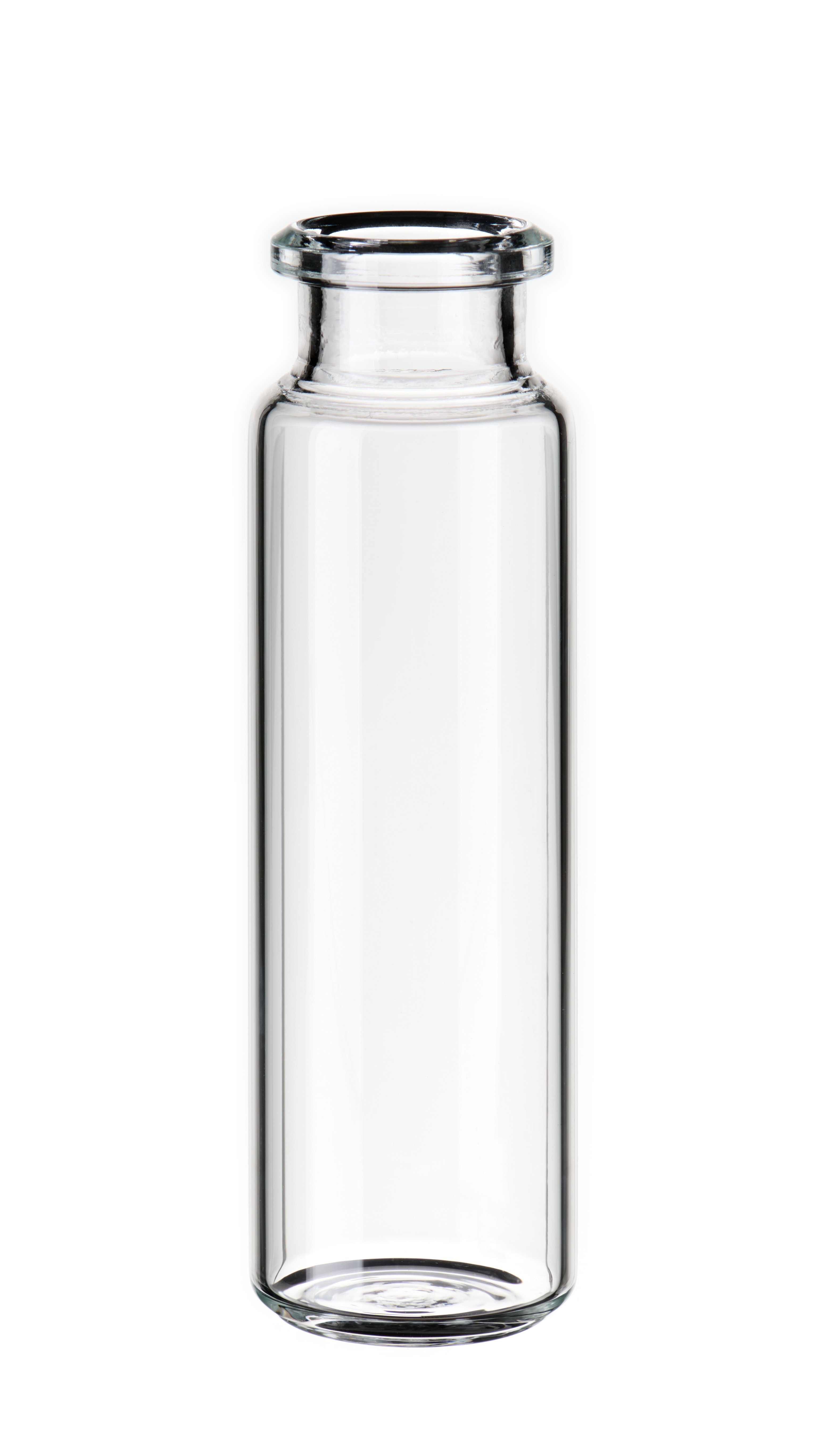 20 ml Headspace-Flasche, 75,5 × 22,75 mm, Klarglas, 1. hydrolytische Klasse, mit abgeschrägtem HS-Rollrand, flacher Boden