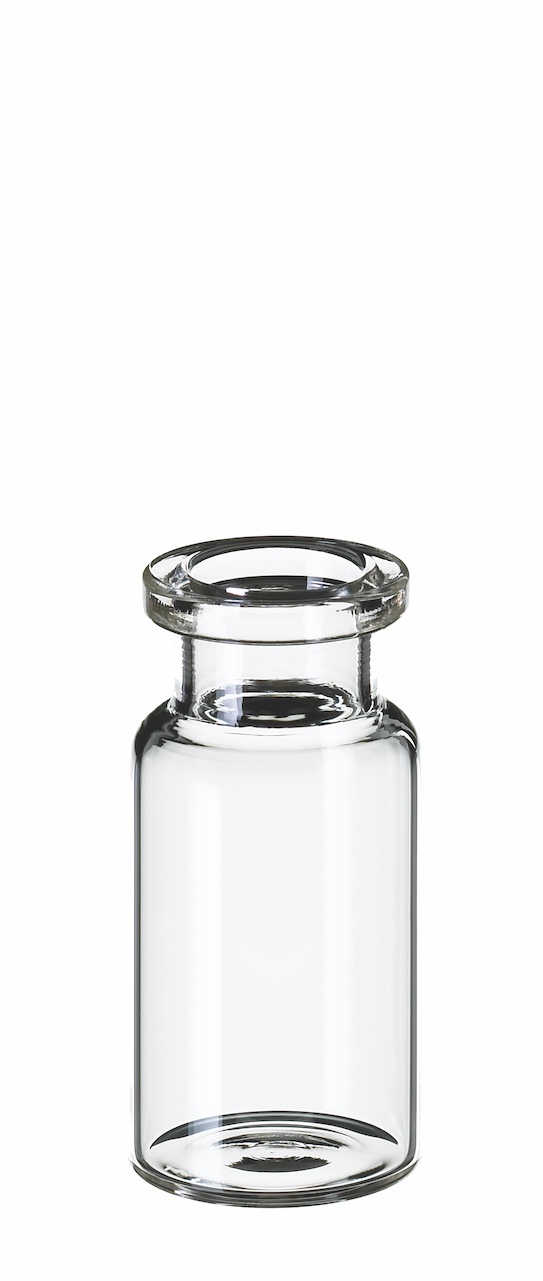 10ml Headspace-Flasche, 46 x 22,5mm, Klarglas, 1. hydrol. Klasse, mit DIN-Rollrand, flachem Boden