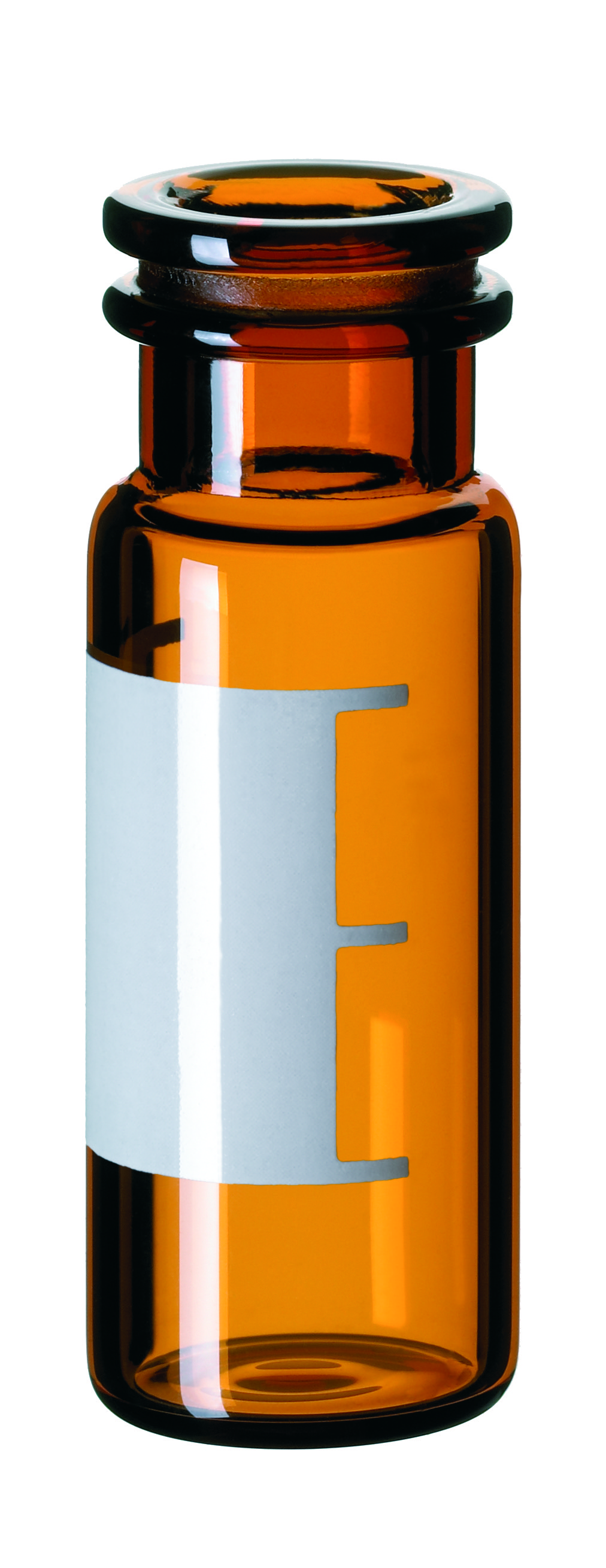 1,5 ml Schnappringflasche, 32 × 11,6 mm, Braunglas, 1. hydrolytische Klasse, weite Öffnung, mit Schriftfeld und Füllmarkierungen