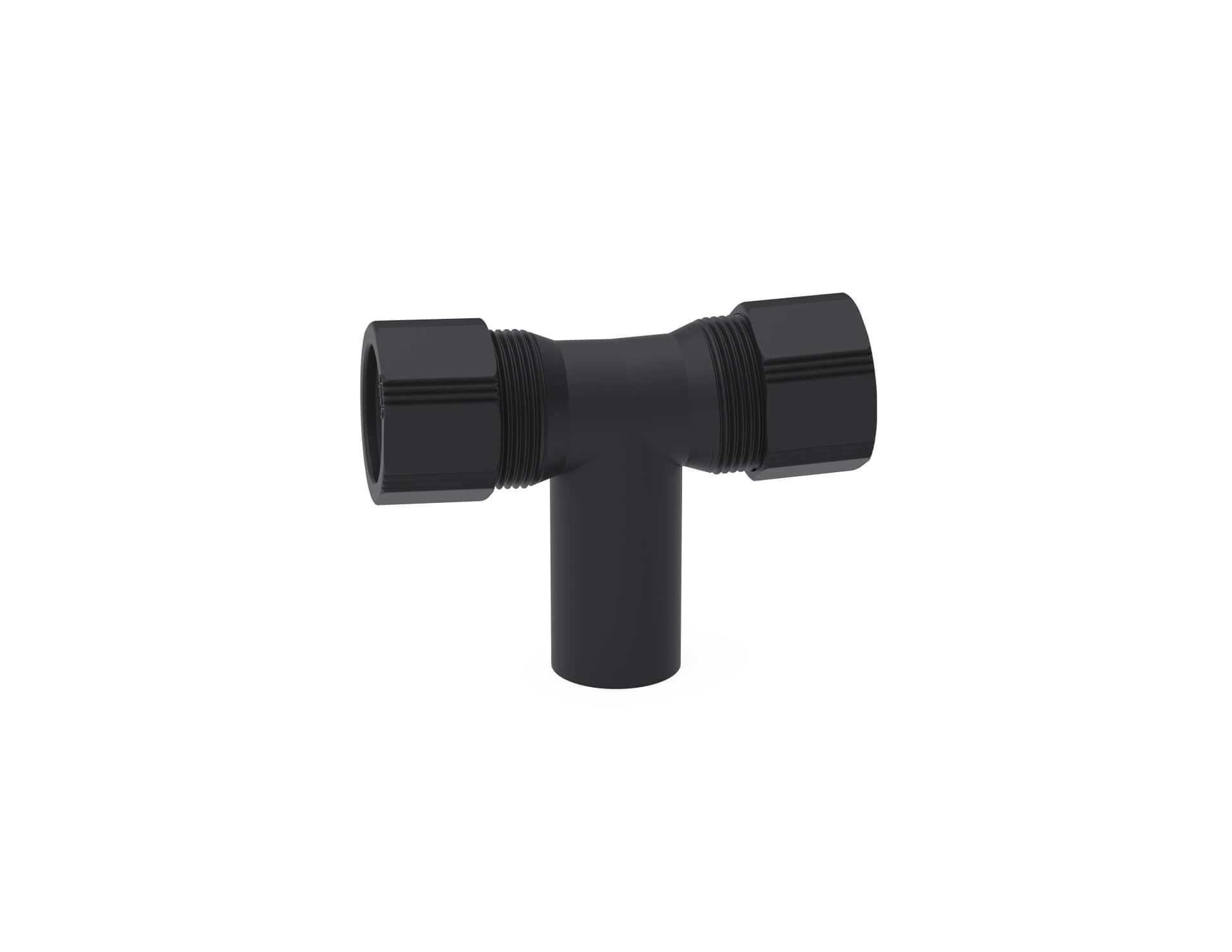 aus PE-EX, Gesamtlänge 120 mm, 2x Klemmverbindung für Außen-Ø 32 mm mit beidseits integriertem Gefälle 2°, mittig Rohranschluss mit Außen-Ø 32 mm
