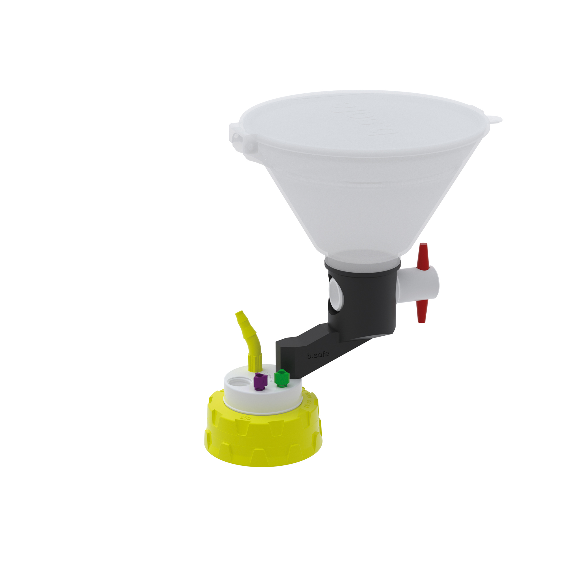 Waste Cap S60 mit Einfülltrichter  Schraubkappe aus PP für Gewinde S60, frei drehbarer Einsatz aus PTFE. Mit P