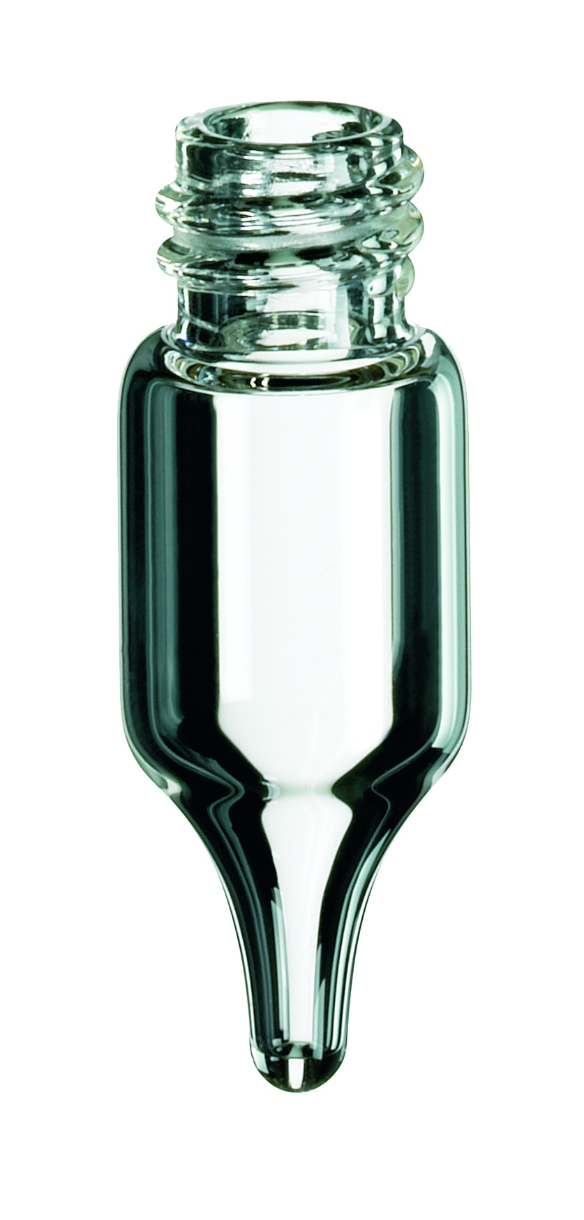 1,1 ml Gewinde-Mikroflasche, Gewinde 8-425, 32 × 11,6 mm, Klarglas, 1. hydrolytische Klasse, konisch
