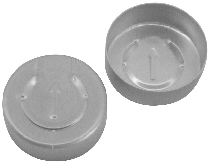 20 mm Aluminium-Bördelkappe, silber, Ganzabriss