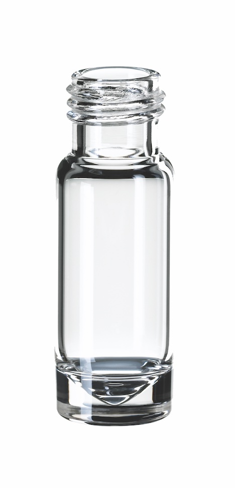 1,1 ml Kurzgewinde-Mikroliterflasche, 32 x 11,6mm, Klarglas, 1. hydrol. Klasse