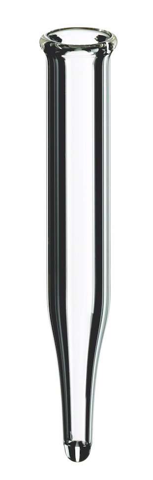 0,3ml Mikroeinsatz, 40 x 6mm, Klarglas, 1. hydrolytische Klasse, 15mm Spitze