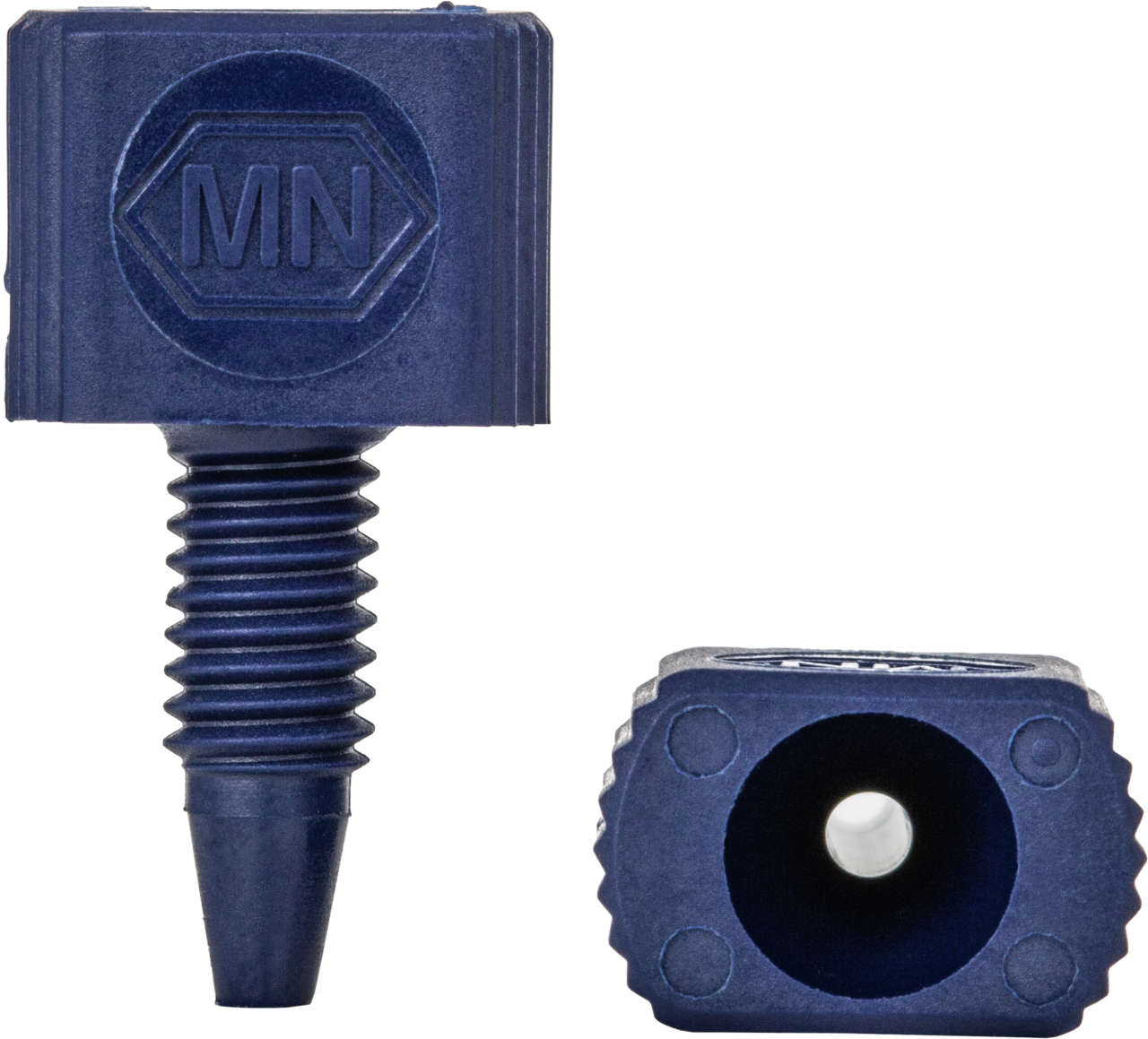 1/16" PEEK fingertight fitting, MN Logo