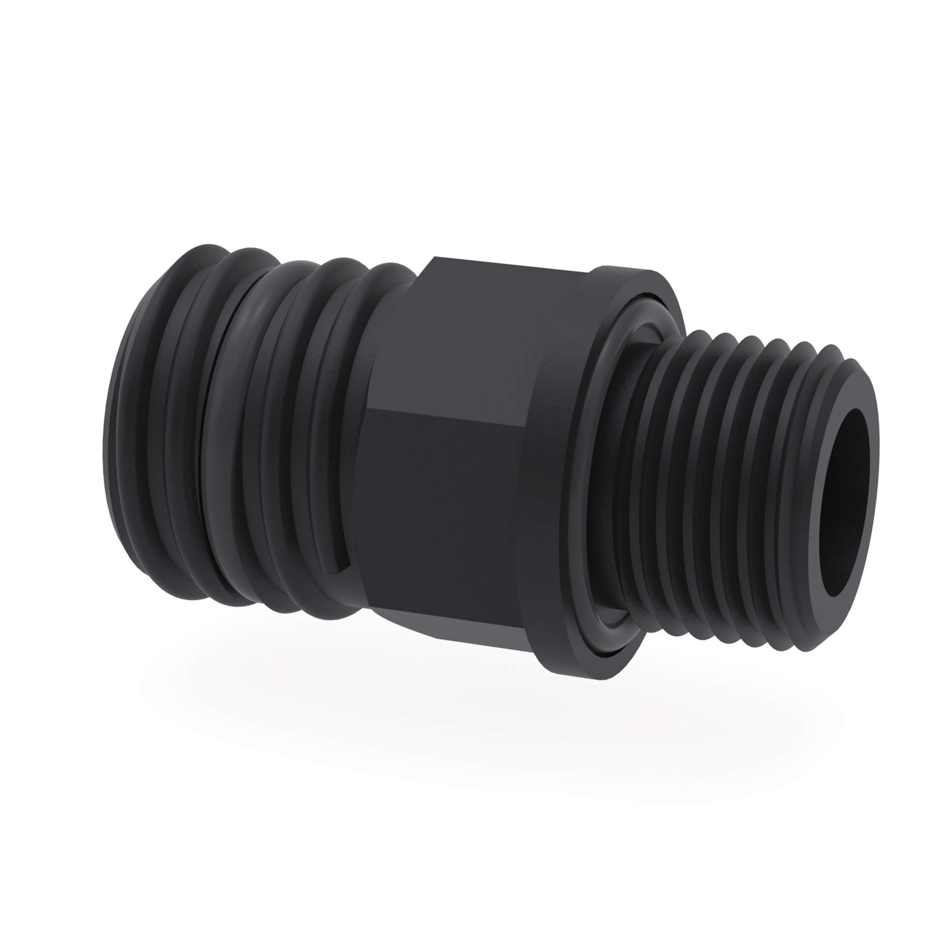 ableitfähiges PE-EX, 1x Außengewinde GL25, 1x Außengewinde G 1/2", Durchgang Ø 12,5 mm, Sechskant SW 24
