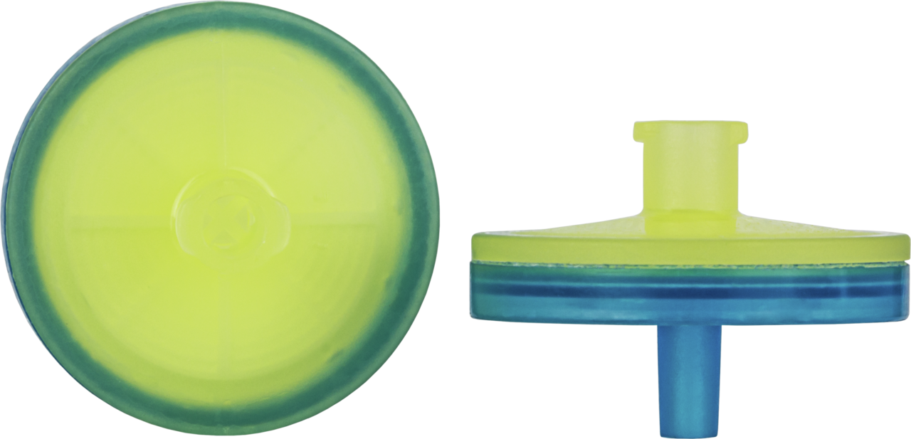 CHROMAFIL Einmalfilter RC-20/25 BIGbox Membranmaterial: Regenerierte Cellulose Porendurchm.: 0,2 µm, Membrandurchm.: 25 mm Farbcode oben: gelb / unten: blau BIGbox à 400 St. in PE-Schraubdose