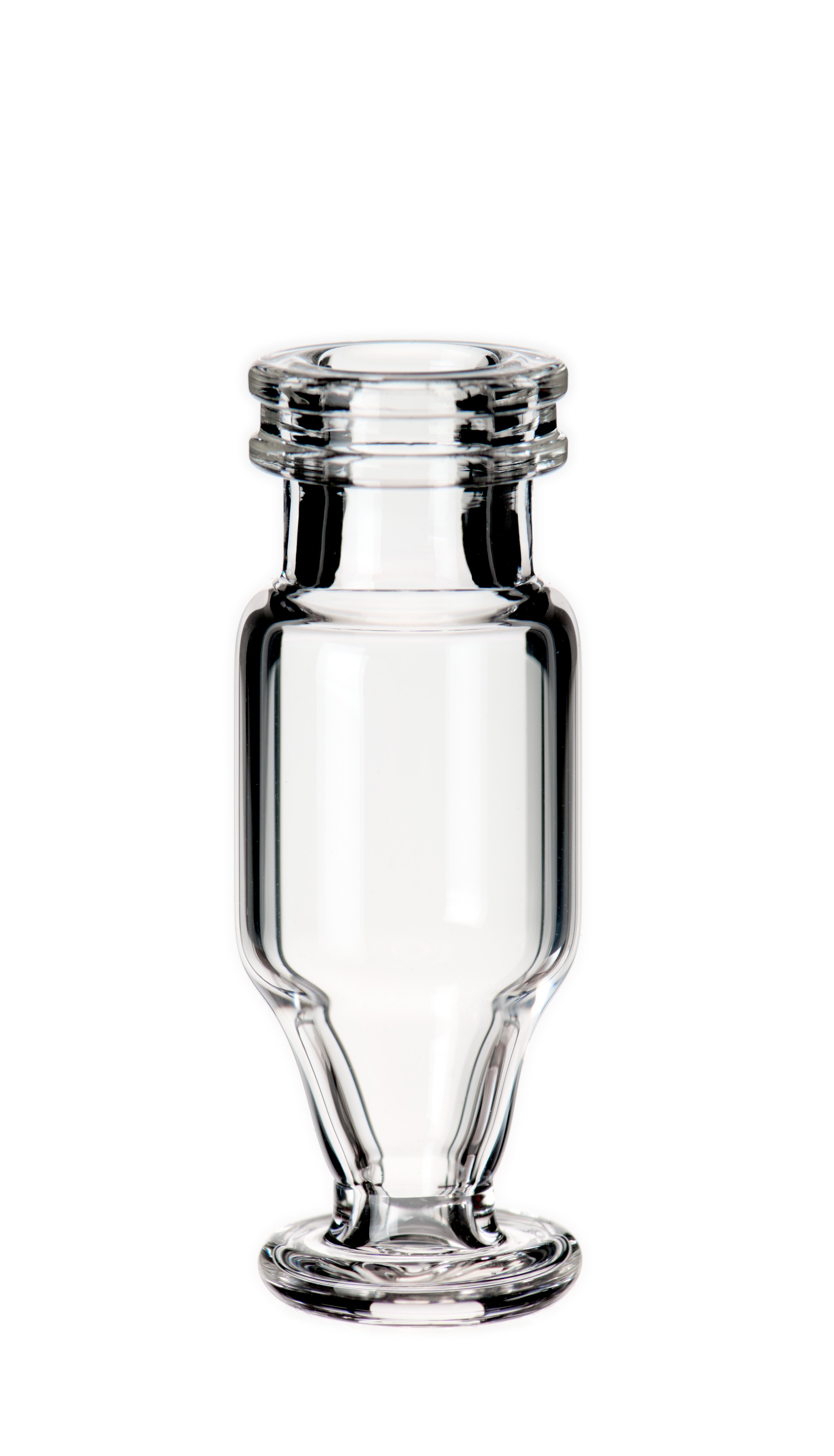 1,1 ml Mikroliter-Schnappringflasche ND11, 32 × 11,6 mm, Klarglas, 1. hydol. Klasse, mit solidem Glasfuß