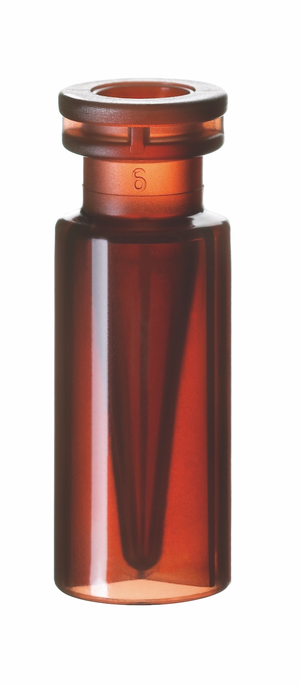 0,3 ml PP Schnappring-Mikroflasche, 32 × 11,6 mm, braun