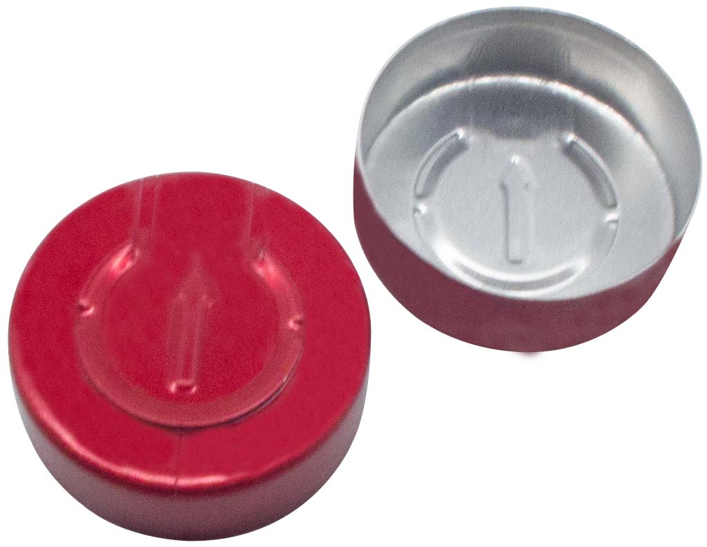20mm Aluminium Bördelkappe, rot lackiert, Ganzabriß