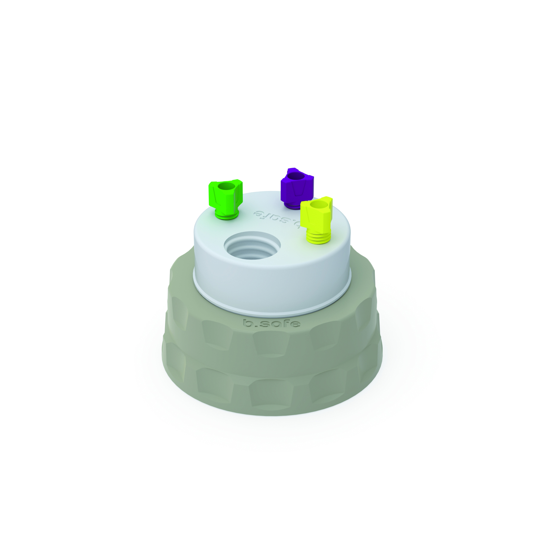 Waste Cap S51  Schraubkappe aus PP für Kanistergewinde S51, frei drehbarer Einsatz aus PTFE. Mit PFA-Fittings