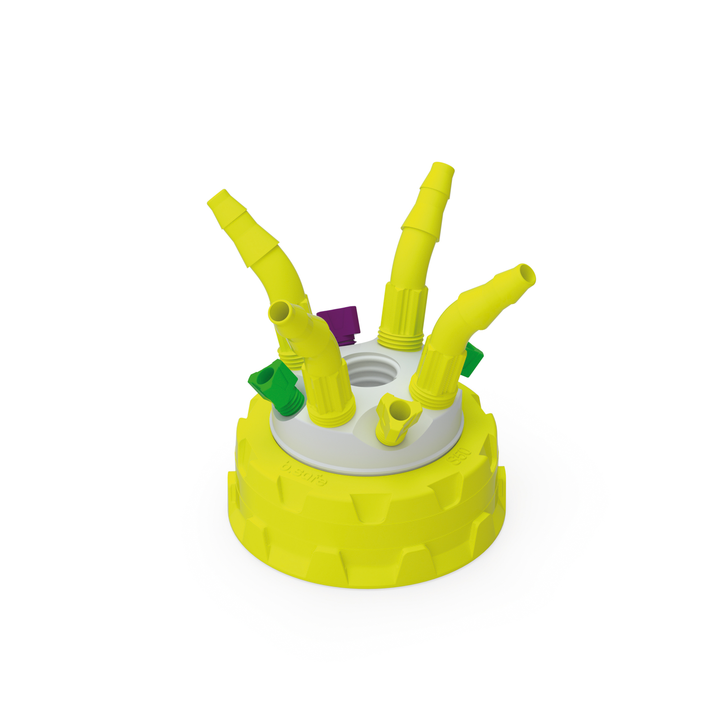 Waste Cap S50  Schraubkappe aus PP für Kanistergewinde S50, frei drehbarer Einsatz aus PTFE. Mit PFA-Fittings