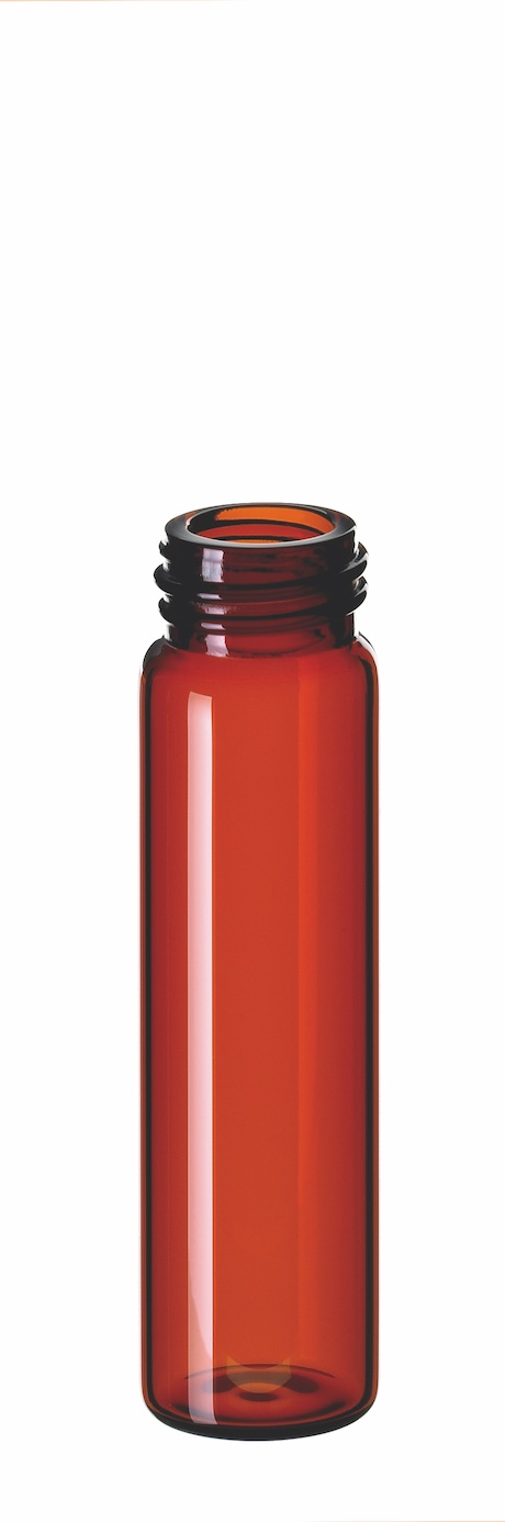 8ml Gewindeflasche, Gewinde 15-425, 61x16,6mm, Braunglas, 1. hydrol. Klasse