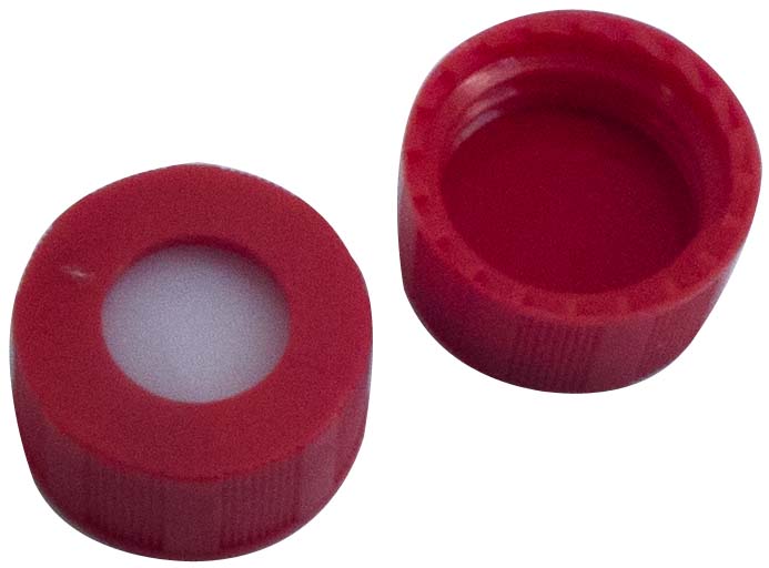 9mm P Kurzgewindekappe, rot, mit Loch; ; Silikon rot-orange/PTFE farblos, 45°shore A, 1,0mm