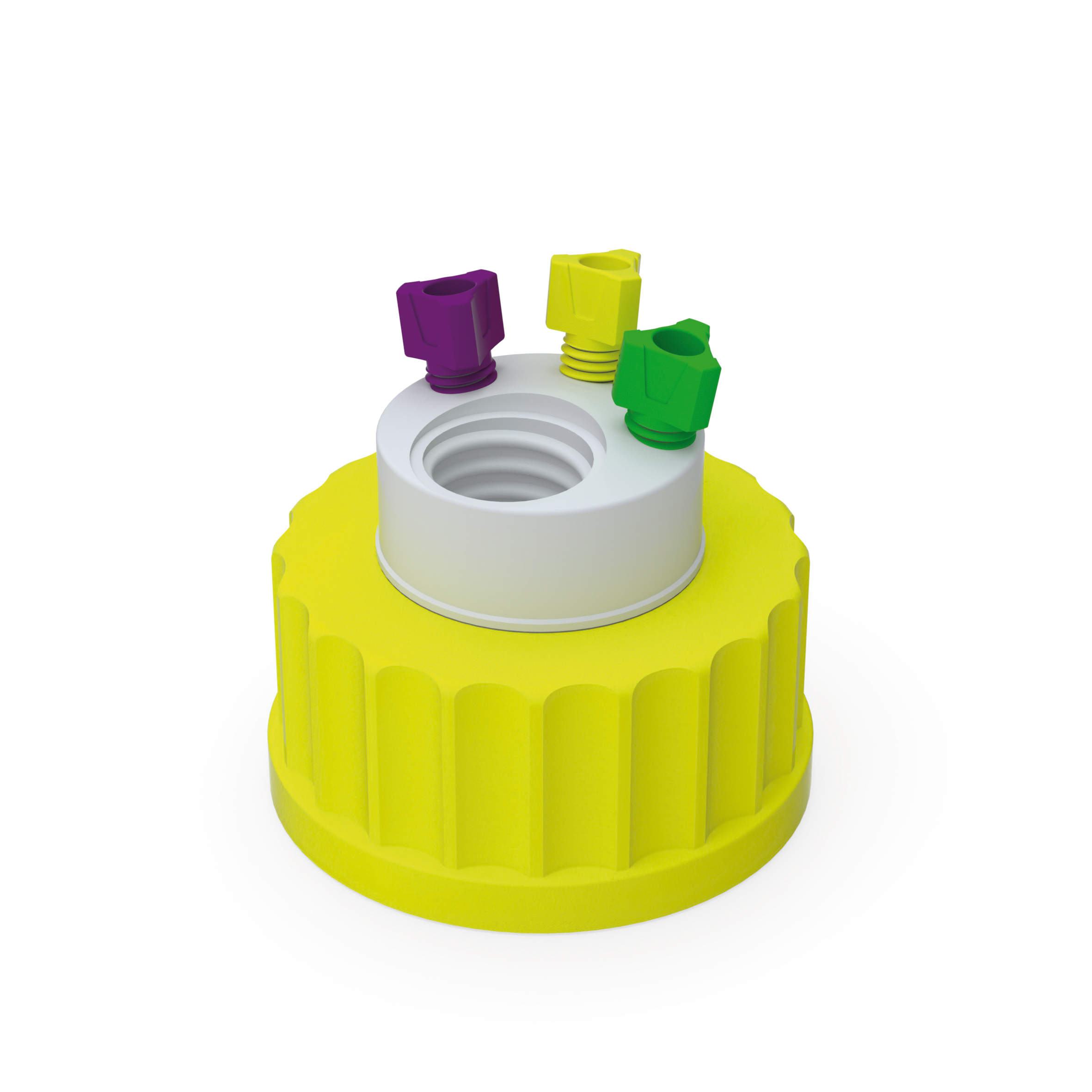 Waste Cap S40  Schraubkappe aus PPS für Gewinde S40, frei drehbarer Einsatz aus PTFE. Mit PFA-Fittings für Kap