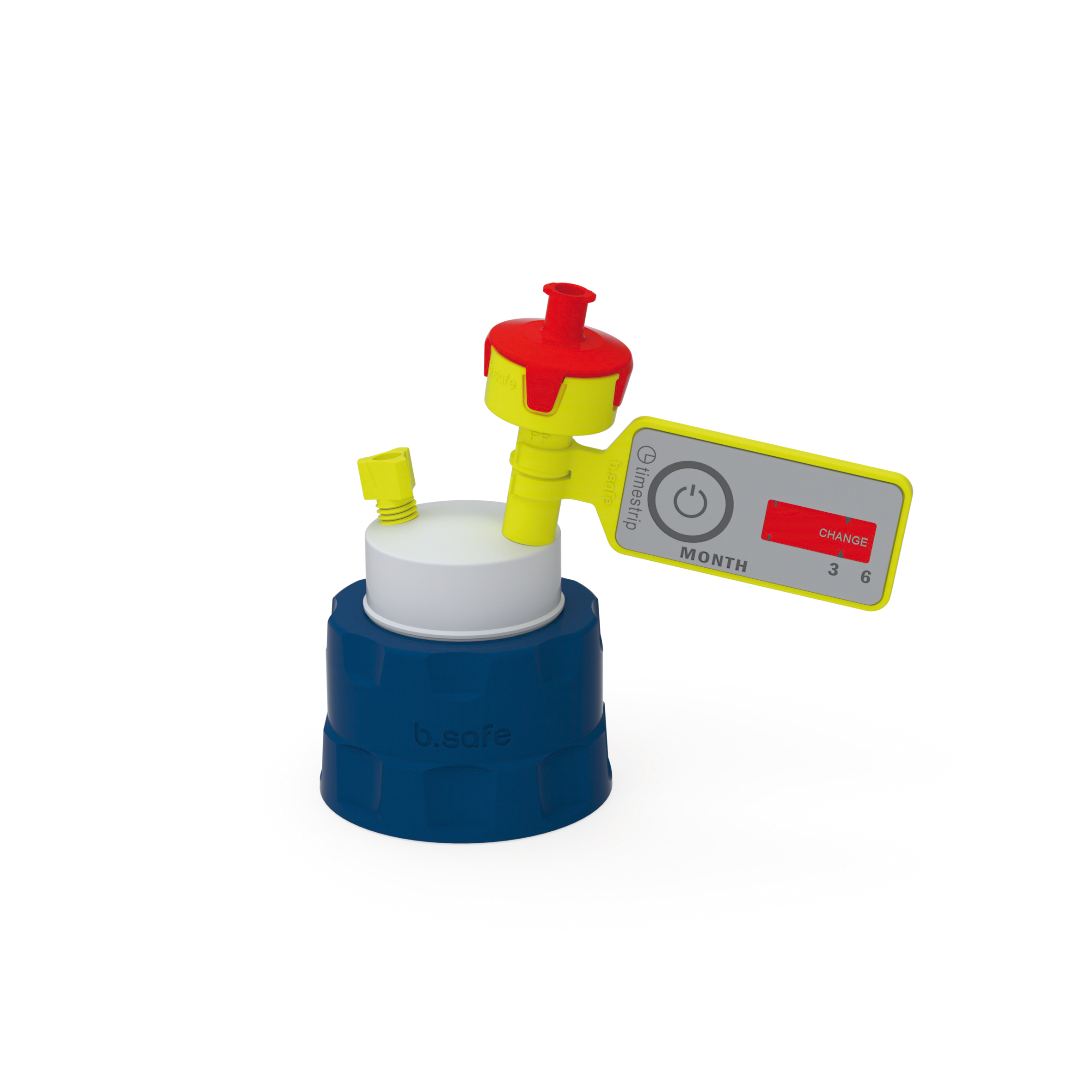 Cap GPI 38/430  Schraubkappe aus PPS für Gewinde GPI 38/430, frei drehbarer Einsatz aus PTFE. Mit PFA-Fittings