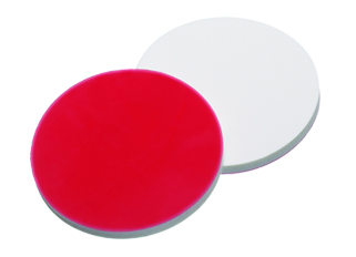 9 mm Scheibe, EASY-PIERCE Silicon weiß/PTFE rot, 40° Shore A, 1,0 mm