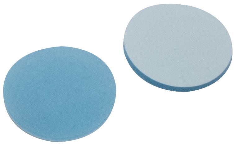 16,7 mm Scheibe, Silicon blau transparent/PTFE weiß, 45 Shore A, 1,3 mm