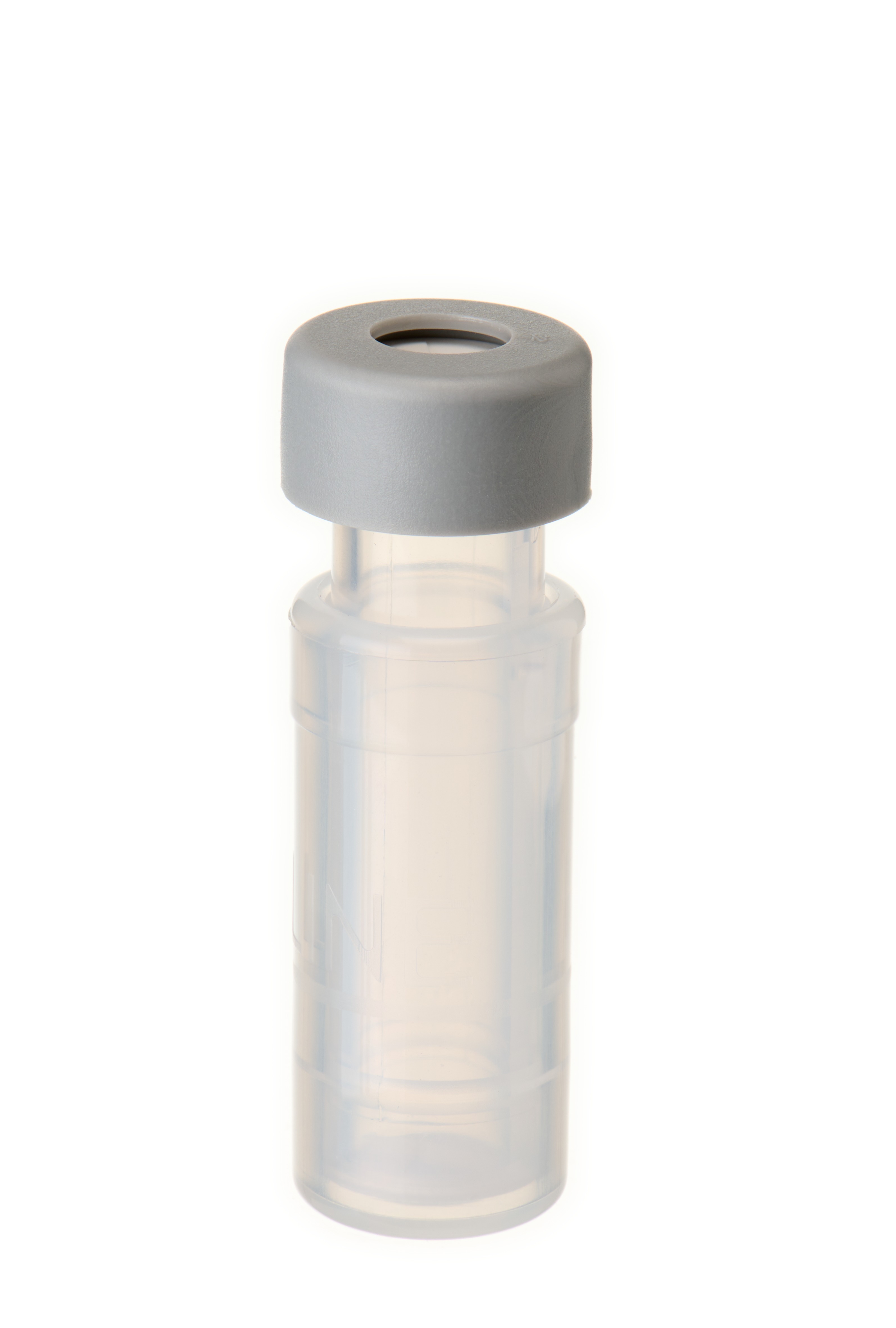 Filter Vial, (2117+ 2132) Membrane RC (regenerierte Zellulose), 0,20 µm, inkl. 11 mm PE Schnappringkappe, grau, mit Loch; Silicon weiß/PTFE rot, 45° Shore A, 1,0 mm, kreuzgeschlitzt