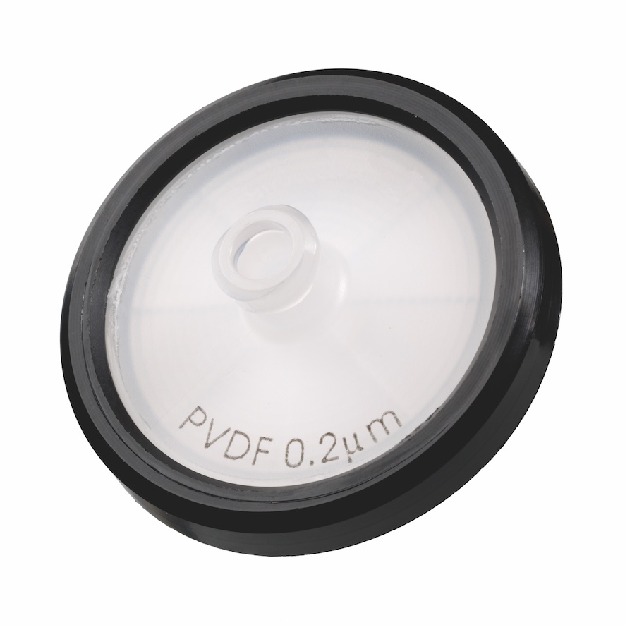 30 mm HPLC Spritzenfilter, Nylon (PA), transparent, 0,45 µm, mit Luer Lock Einlass und Luer-Auslass