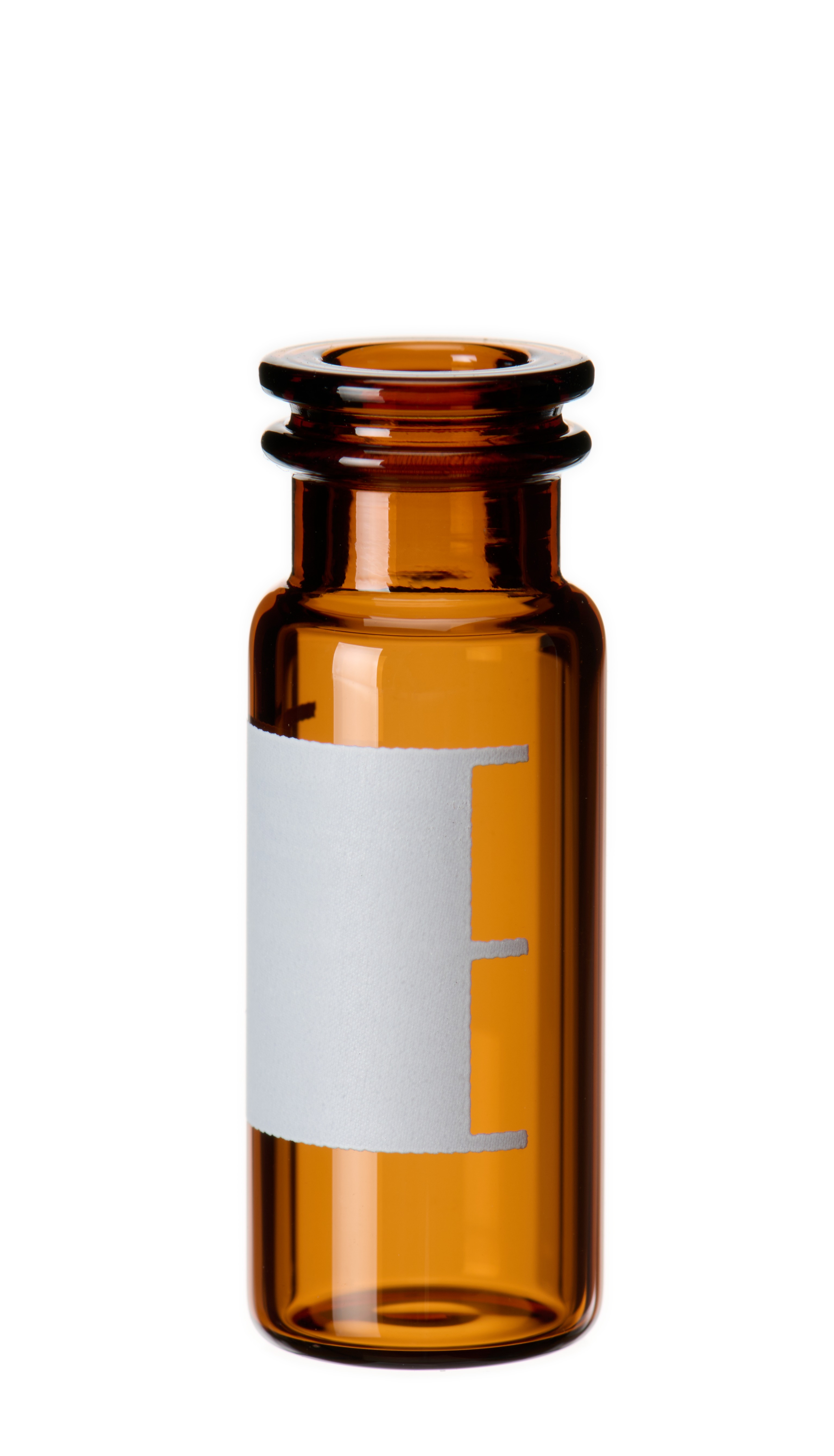 Silanisierte 1,5 ml Schnappringflasche, 32 × 11,6 mm, Braunglas, 1. hydrolytische Klasse, weite Öffnung, Schriftfeld u. Füllmarkierung