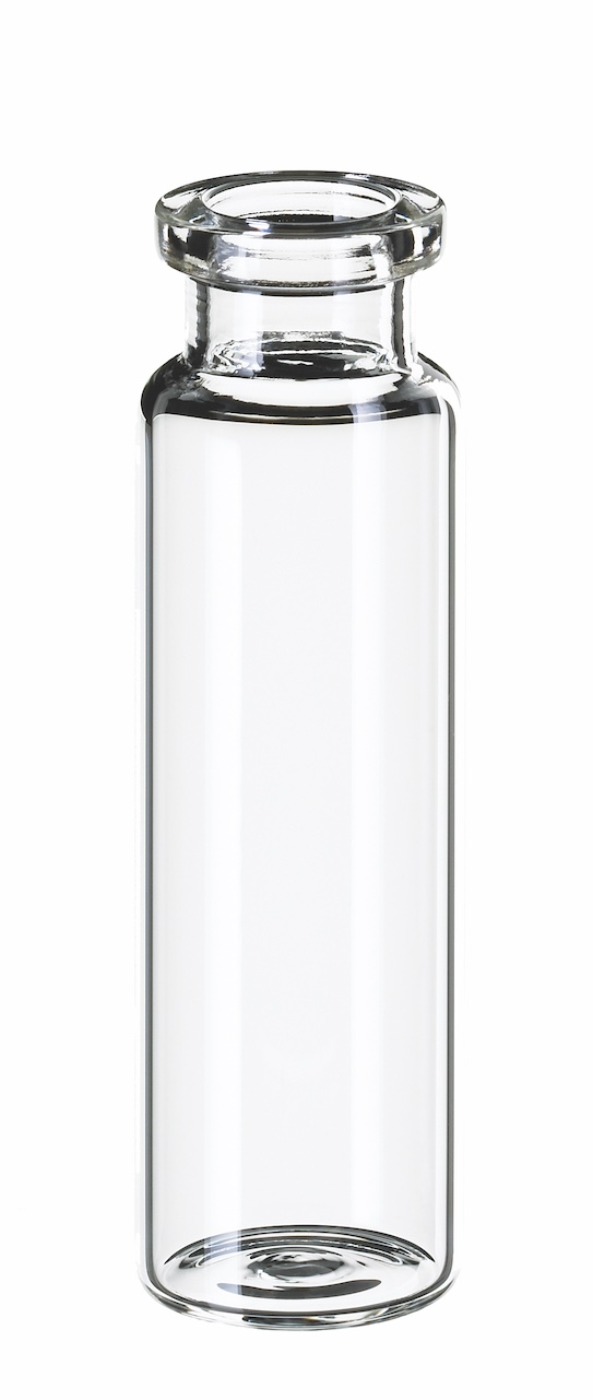 20ml Headspace-Flasche, 75,5 x 22,5mm, Klarglas, 1. hydrol. Klasse, mit DIN-Rollrand, flachem Boden
