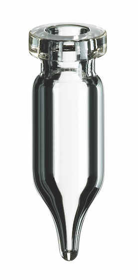 0,9ml Rollrand-Mikroflasche, 32 x 10mm, Klarglas, 1. hydrolytische Klasse, konisch