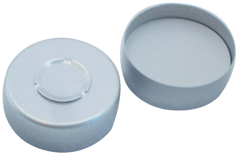 20mm Mittelabrisskappe, silber lackiert; Silicon kritstallblau/PTFE weiß, 35 shore A, 3,0mm (Ultra rein)