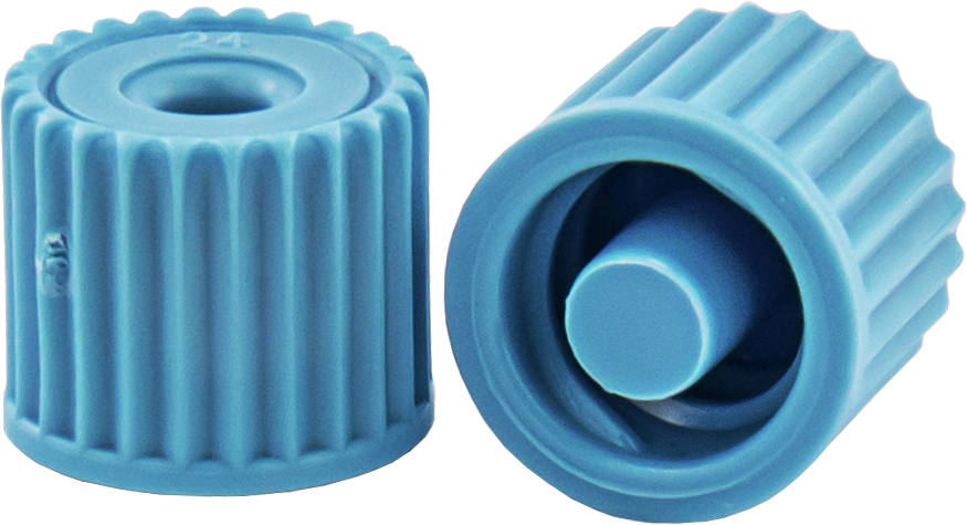 Chromab. Luer-Stopfen f. Vakuumk., blau