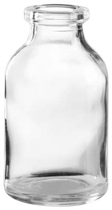 20ml Injektionsflasche, 32 x 58mm, Halsdurchmesser 20, 1. Klasse-Glas, Klarglas, nach DIN/ISO (20 R Vial), (Hüttenglas); (VE = 252 Stück)