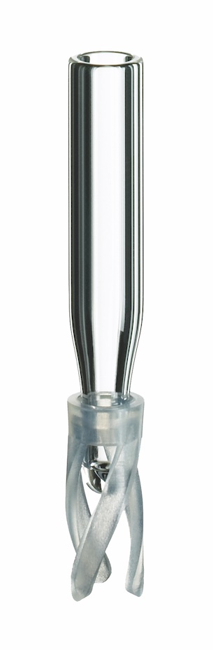 0,1ml Mikroeinsatz, 29 x 5mm, Klarglas, mit Polymerfuß (Füllv. 0,15ml)