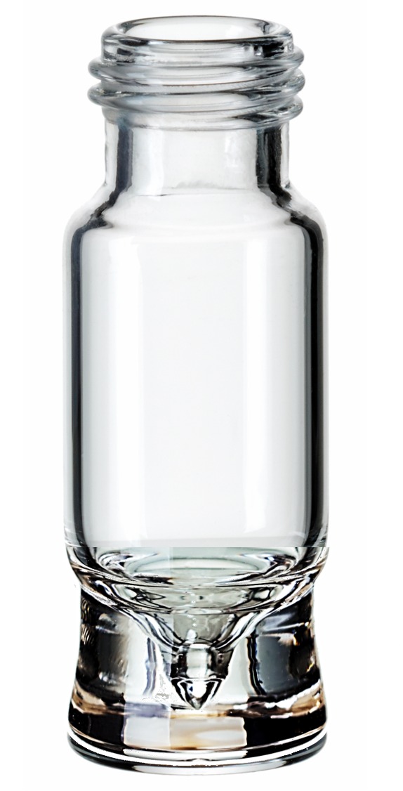 0,9 ml Total Mikroliter-Kurzgewindeflasche ND9, 32 × 11,6 mm, Klarglas, 1. hydrolytische Klasse, Restvolumen