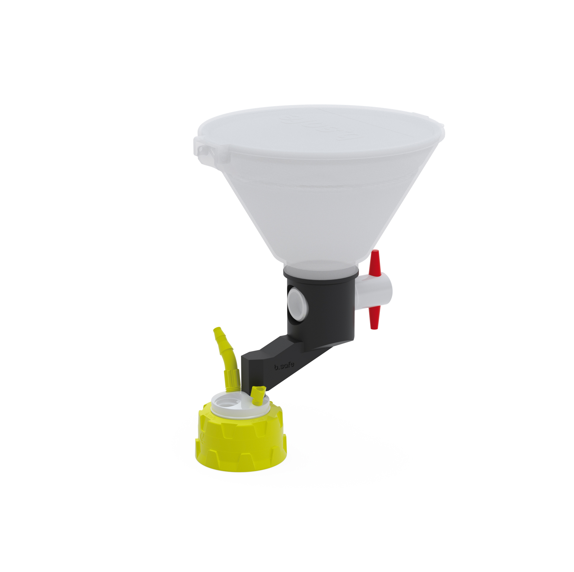 Waste Cap GL45 mit Einfülltrichter  Schraubkappe aus PPS für Gewinde GL45, frei drehbarer Einsatz aus PTFE. Mi
