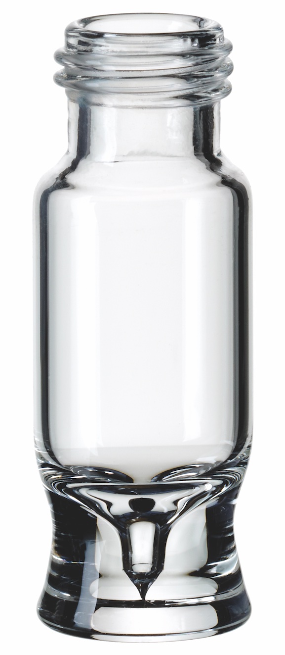 0,9ml Total Mikroliter Kurzgewindeflasche ND9, 32 x 11,6mm, Klarglas, 1. hydrolytische Klasse, Restvolumen 