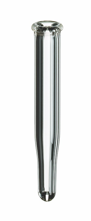 0,1 ml Mikroeinsatz, 27,5 × 4 mm, Klarglas, Metallfeder erforderlich, Füllvolumen 0,1 ml
