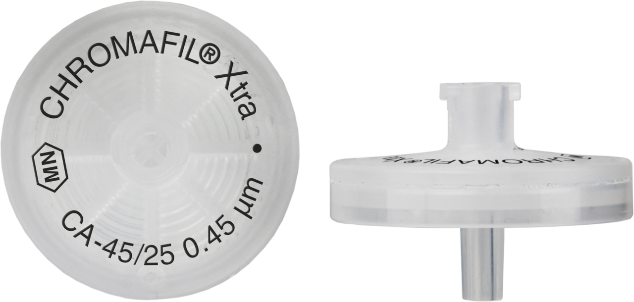 CHROMAFIL Xtra Einmalfilter CA-45/25 BIGbox Membranmaterial: Cellulose-Acetat Porendurchm.: 0,45 µm, Membrandurchm.: 25 mm farbloses PP-Gehäuse, beschriftet BIGbox à 400 St. in PE-Schraubdose