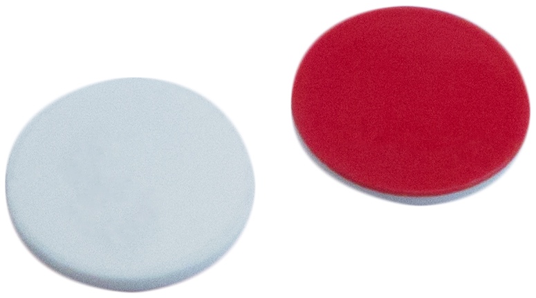 8 mm Septum, Silicon weiß/PTFE rot, 45° Shore A, 1,3 mm
