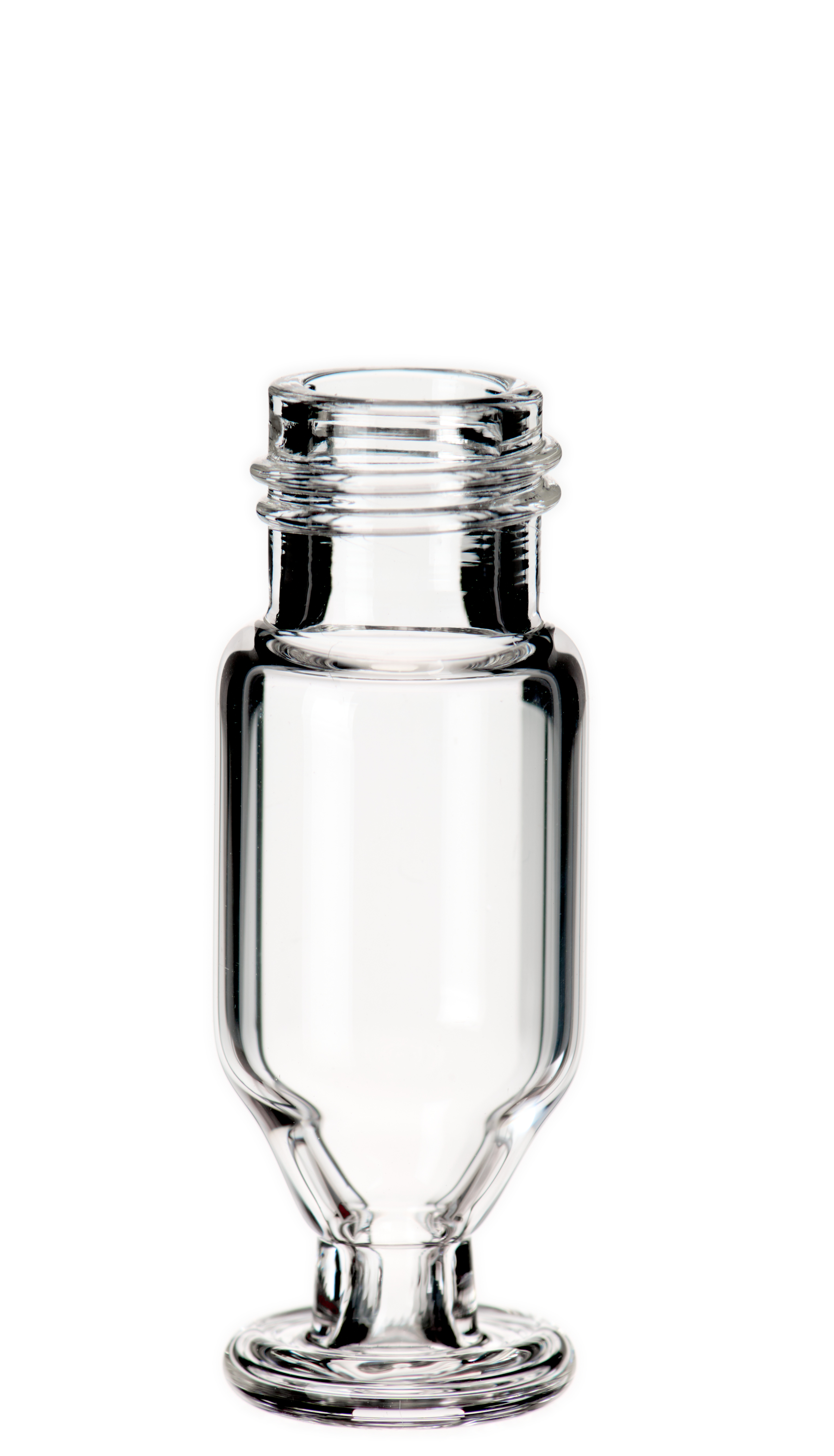 1,1 ml Mikroliter-Kurzgewindeflasche ND9, 32 × 11,6 mm, Klarglas, 1. hydrolytische Klasse, mit solidem Glasfuß