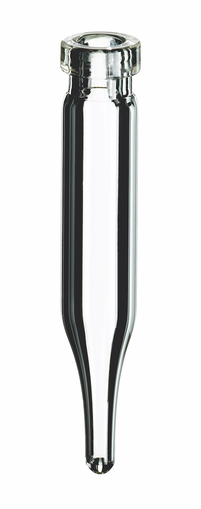 0,6ml Rollrand-Mikroflasche, 40 x 7mm, Klarglas, 1. hydrolytische Klasse, konisch