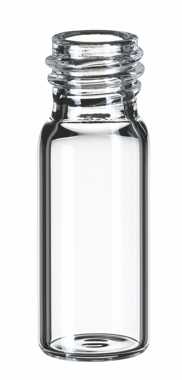 1,5ml Gewindeflasche, Gewinde 10-425, 32 x 11,6mm, Klarglas, 1. hydrol. Klasse, weite Öffnung