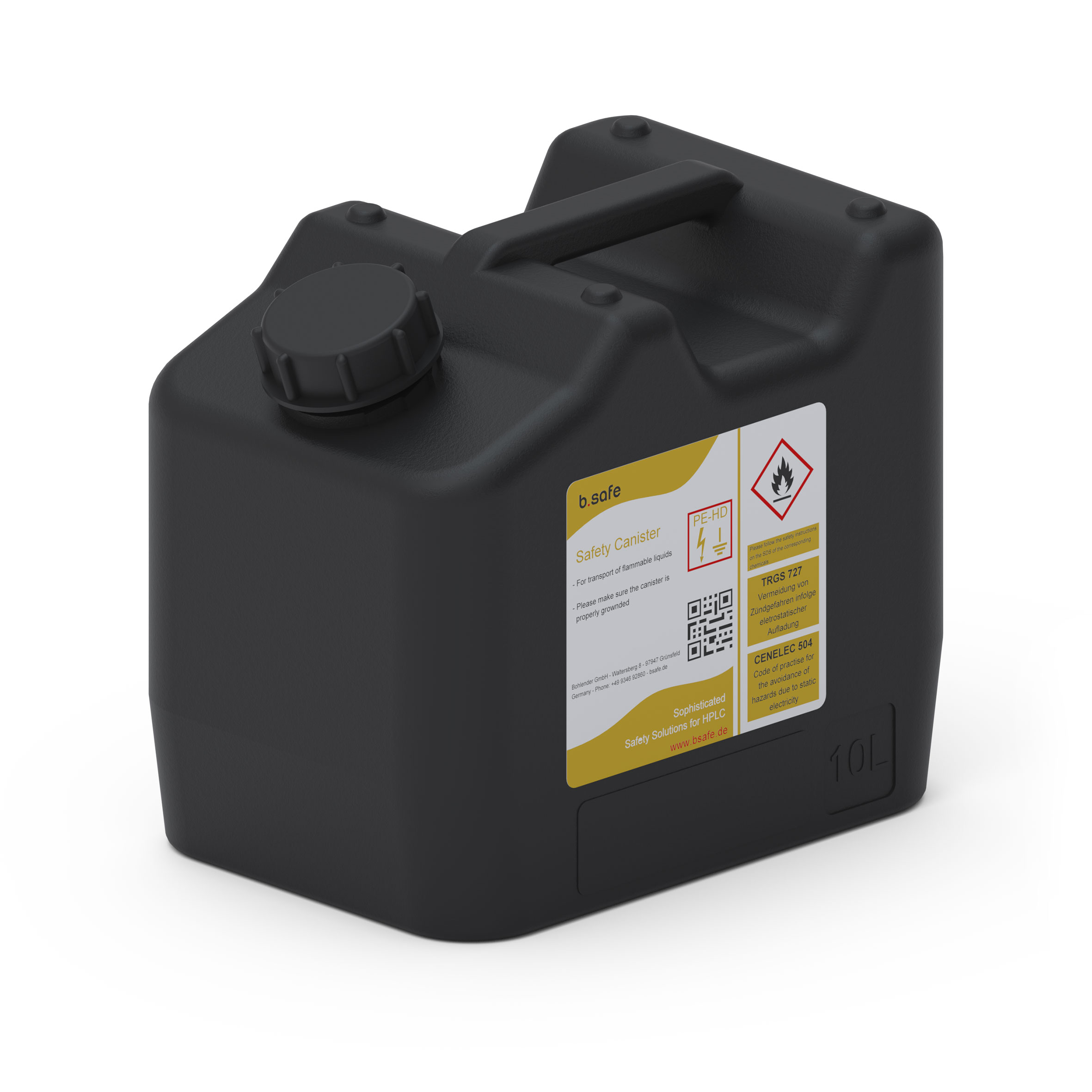 aus PE-HD-EX ableitfähig, mit Gewinde S60/61 (DIN60/61), schräger Stutzen, Abmessungen: L 295 x B 200 x H 495 mm