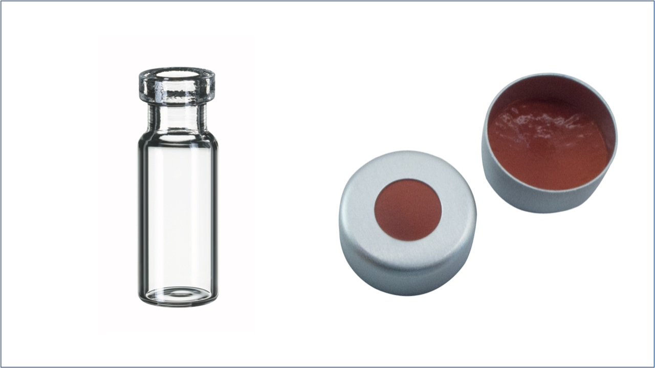 Kombi-Artikel: 1,5ml Rollrandflasche, Klarglas und 11mm Bördelkappe, NK/TEF (je 1.000 Stück)