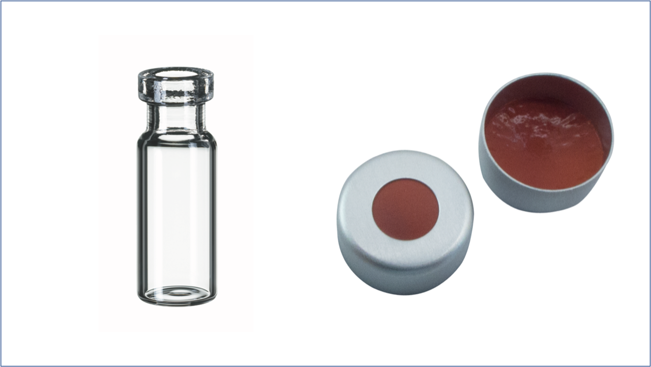 Kombi-Artikel: 1,5ml Rollrandflasche, Klarglas und 11mm Bördelkappe, NK/TEF