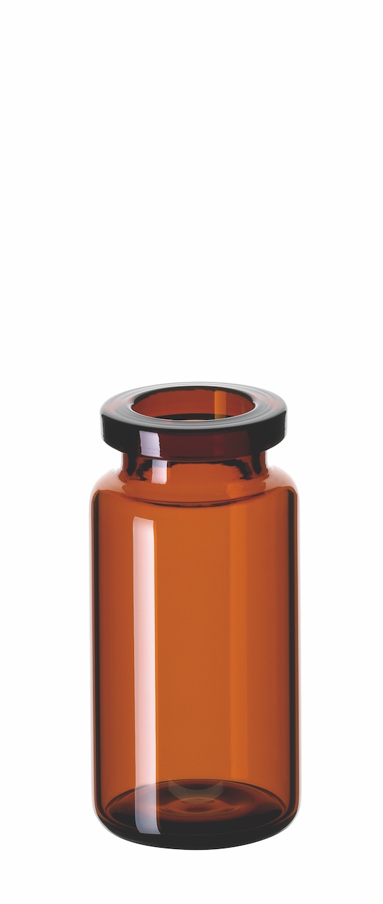 10ml Headspace-Flasche, 46 x 22,5mm, Braunglas, 1. hydrol. Klasse, mit DIN-Rollrand, gerundeter Boden