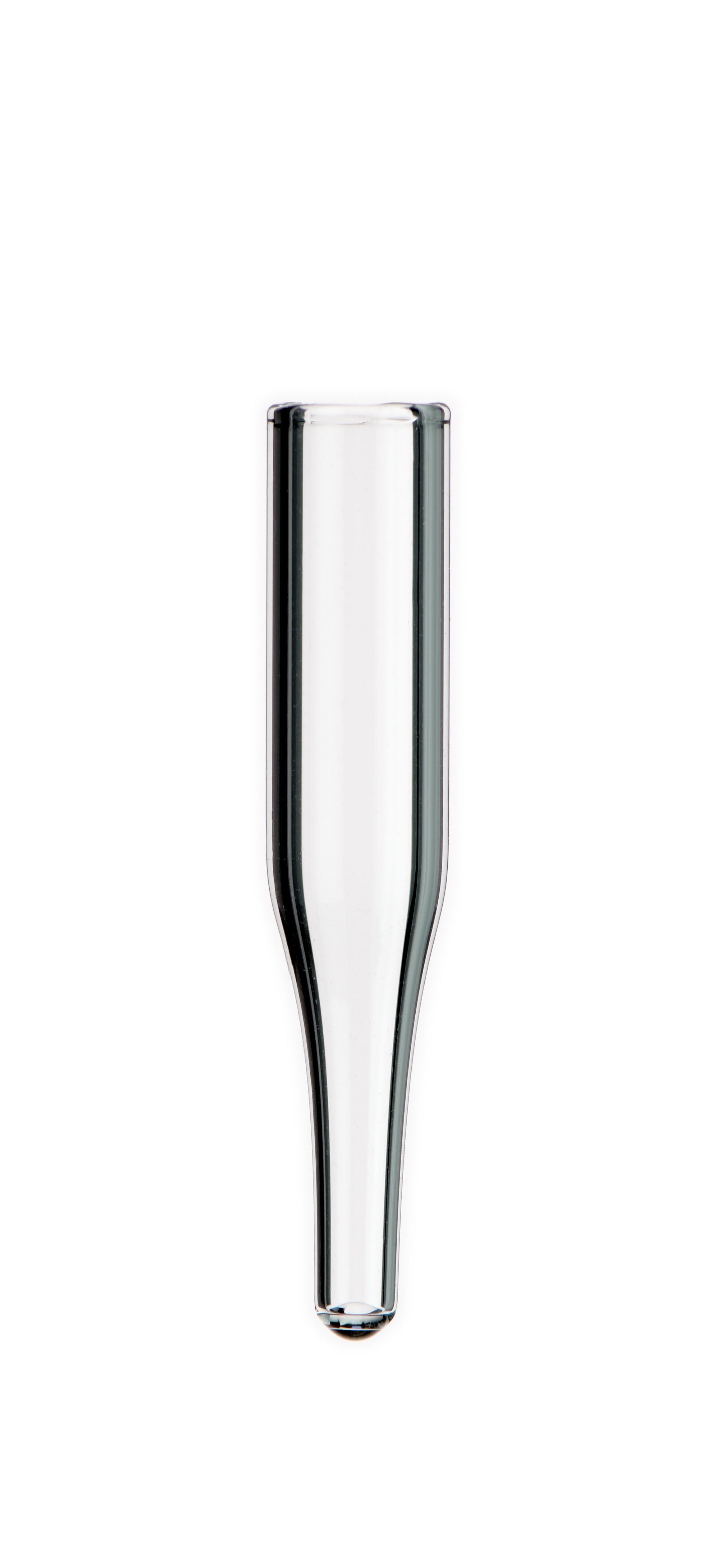 0,15 ml Mikroeinsatz, 31 × 5 mm, Klarglas, 15 mm Spitze, 1. hydrolytische Klasse, Füllvolumen 0,15 ml