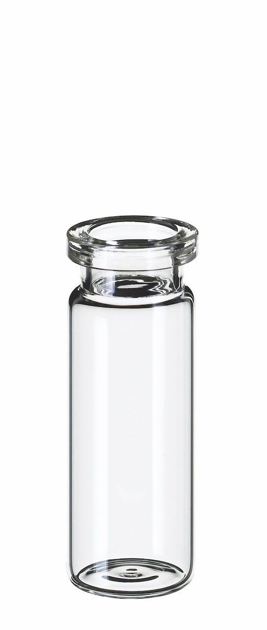 10ml Rollrandflasche, flacher Boden, 54,5 x 20mm, Klarglas, 1. hydrol. Klasse