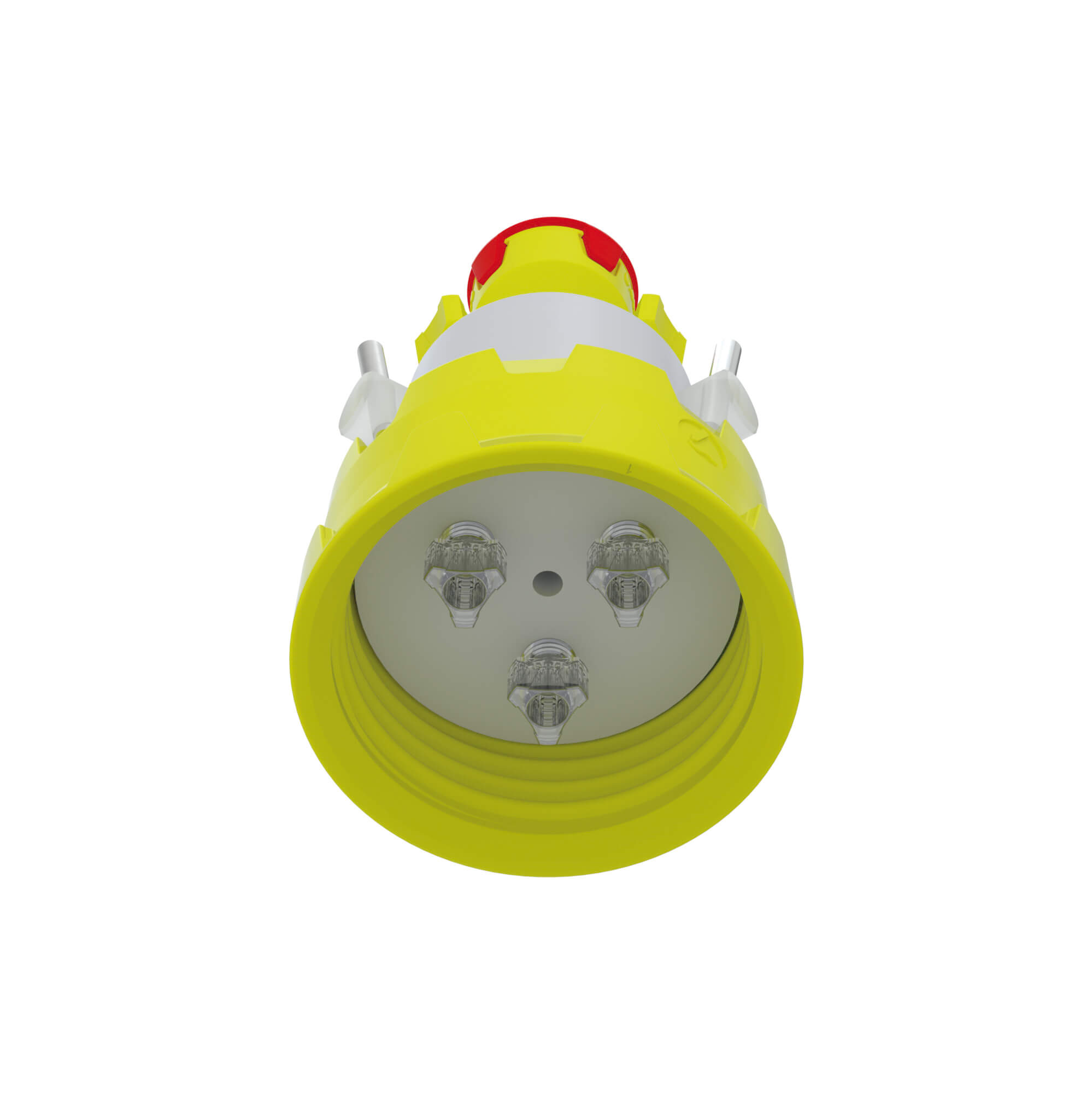 Kappe GL45 aus PP-GF gelb, Einsatz aus PTFE mit 3 Kapillaranschlüssen (UNF 1/4") und 3 Hähnen. Zubehör: 1 Belüftungsventil mit Wechselanzeige, Fittings für Schlauch-Außen-Ø 3,2 mm (3x PFA-gelb, 3x PFA-milchig-weiß).