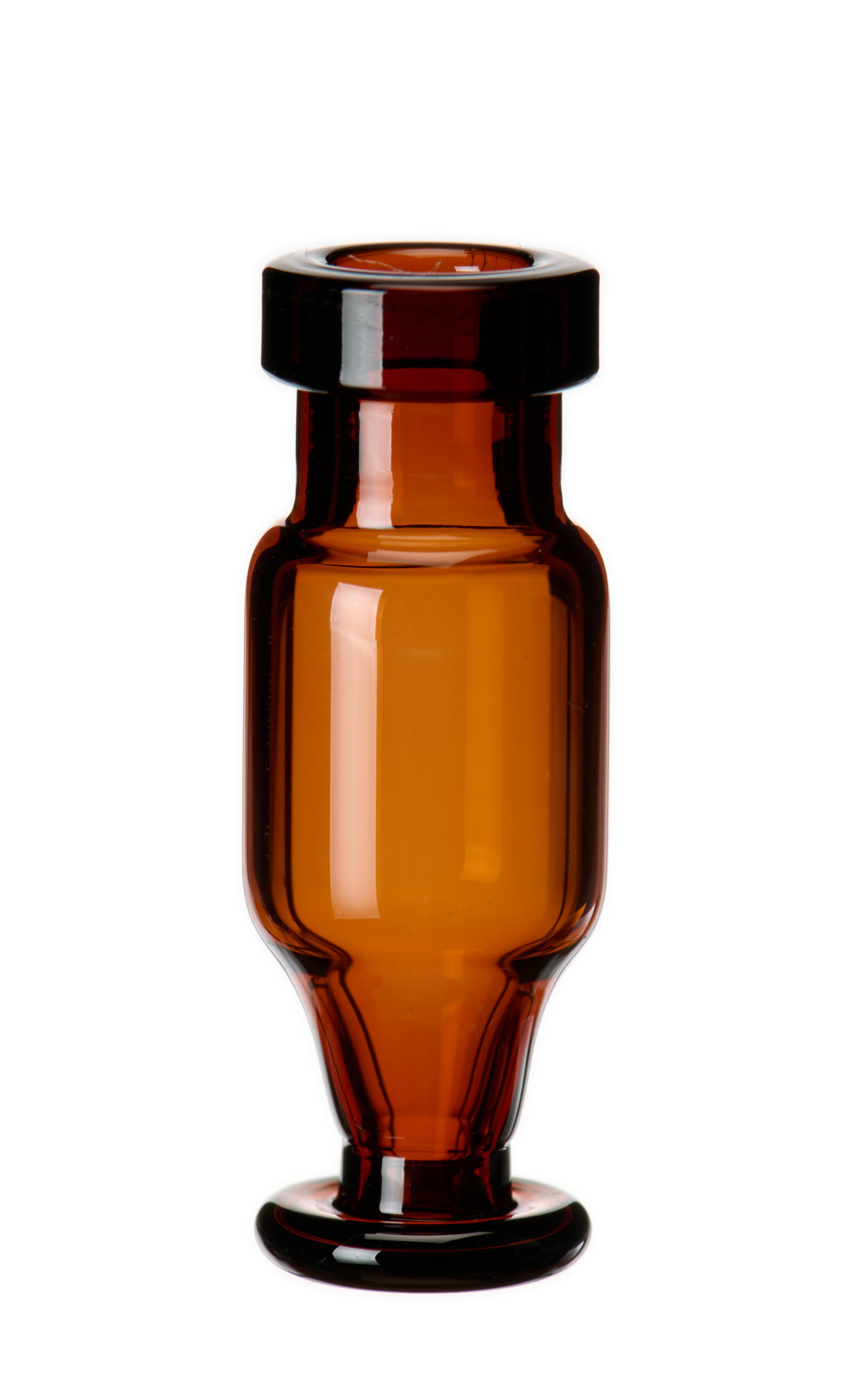 1,1 ml Mikroliter Rollrandflasche ND11, 32 × 11,6 mm, Braunglas, 1. hydol. Klasse, mit solidem Glasfuß